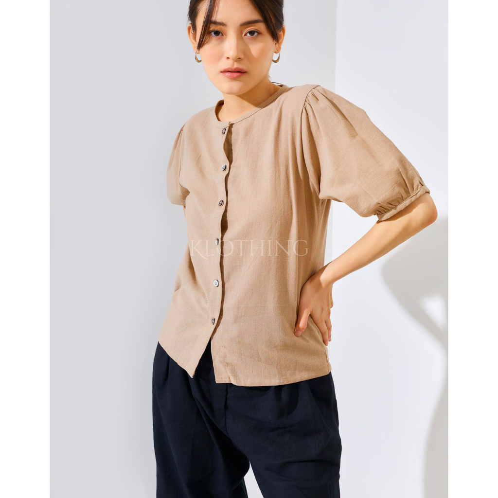 Paket Usaha 4pcs Korean Linen Oversized Shirt Lengan 3/4 T002 57k - PGMTA -  Kemeja Wanita Oversize 