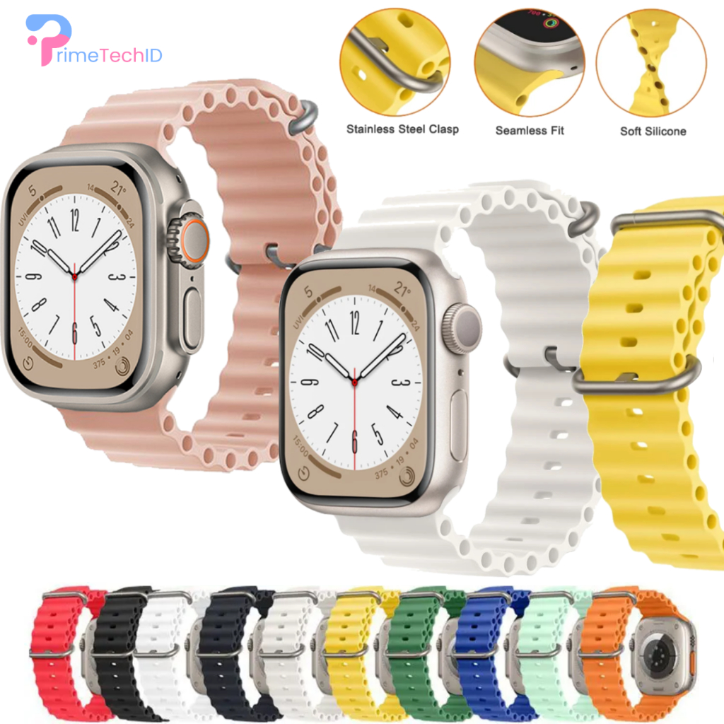 Strap untuk Apple watch IWO HW 41 45 42 44 38 40mm Tali Jam Tangan Strap Ocean Band Premium iWatch series 1 2 3 4 5 6 7 8 9 ULTRA SE 8 ULTRA