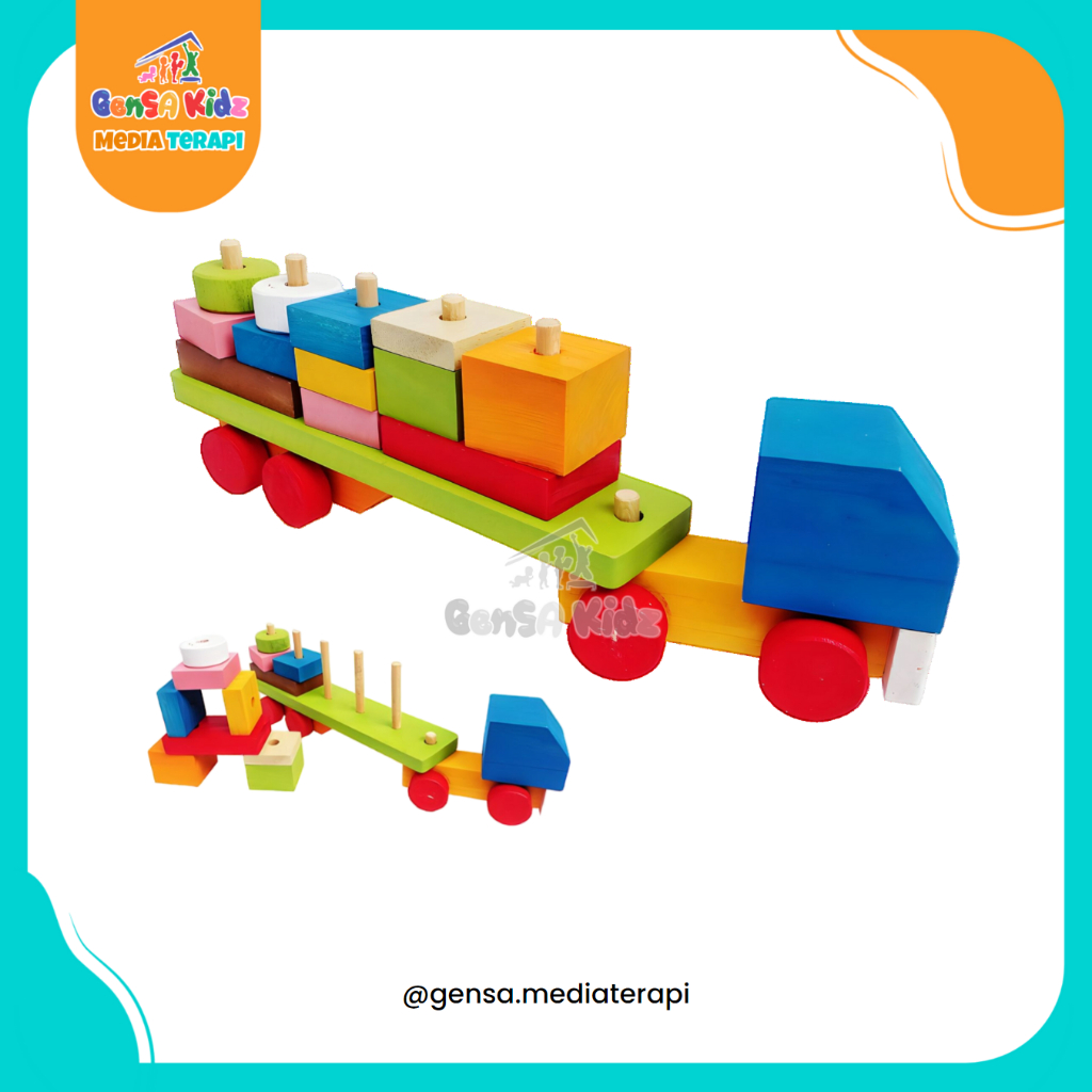 Mainan Edukasi Truk Geometri / Mainan Kayu / Mainan Modil Truk / Mainan Balok