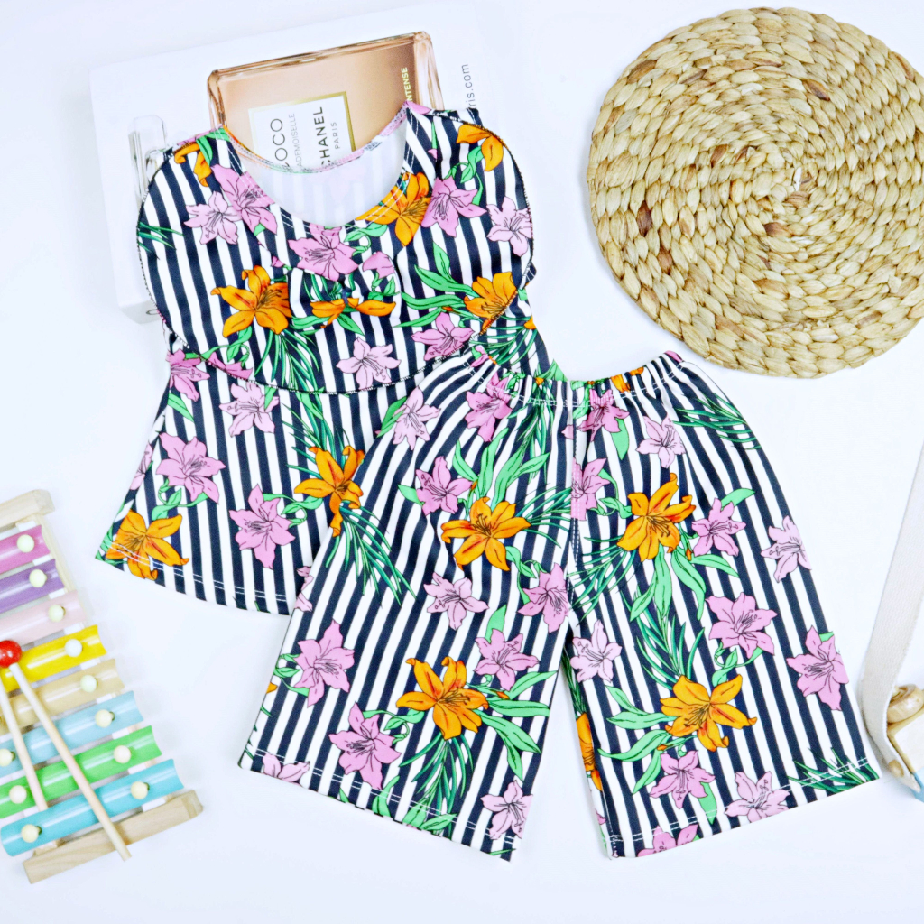 (MOTIF) Setelan Intana Anak uk 1-4 Tahun / Atasan Bawahan Rok Perempuan Baju Model Dress Cewek Import