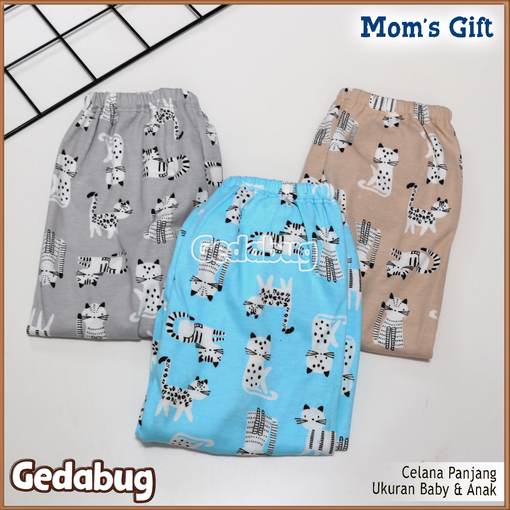 3 Pcs - Celana Panjang Mom's Gift Print | Celana Panjang Anak Berkualitas | GEDABUG