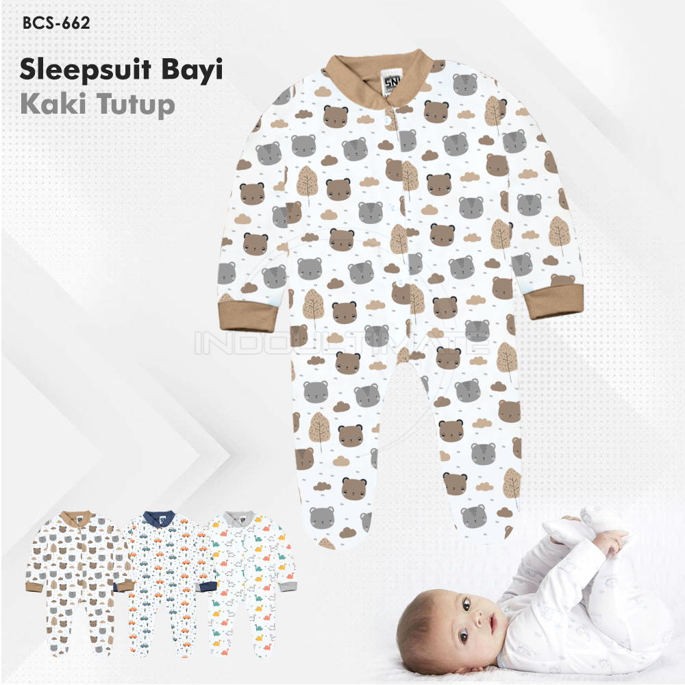 Diskon 7.7 1 Pcs Sleepsuit BCS-662 Jumpsuit Panjang Kaki Tutup Piyama Newborn Full Print Jumper Bayi Baju Panjang Bayi Katun Model Terbaru 2023 Baju Tidur Panjang Kaki Tutup Murah Kualitas Terbaik