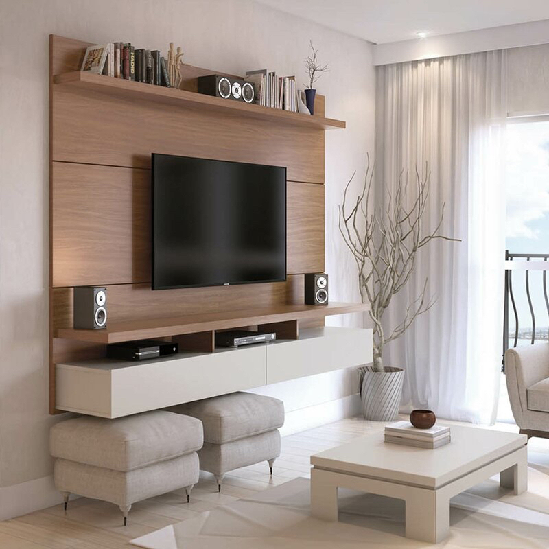 Backdrop TV Minimalis Modern Kayu Meja Buffet Tv