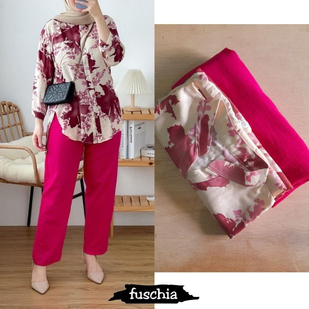 SETELAN WANITA RAYON ONESET KAMELIIA DAUN ONESET RAYON CRINCLE