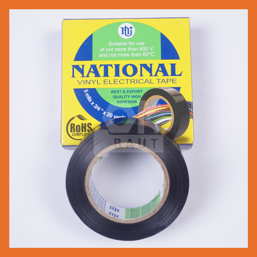

National isolasi listrik hitam 3/4" isi 20yard solatip listrik vinyl electrical tape ori