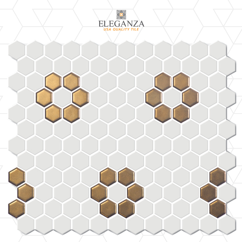 Eleganza Tile PORCELAIN MOSAIC WHITE GOLD DJNS85222 26 X 30 cm