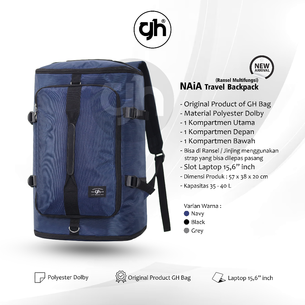 GHbag Klub New Arrival - Tas Ransel canvas IAC Backpack Up to 16 inch - Tas Pria Tas Wanita Daypack