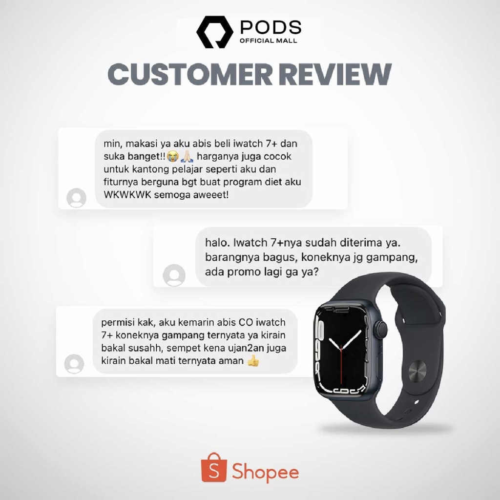 The Watch Series 7 Pro Bluetooth Smartwatch Full Touch Screen Phone Call IP68 Waterproof - Custom Watch Face, Body Temperature, Sports Mode by Pods Indonesiaaaaa