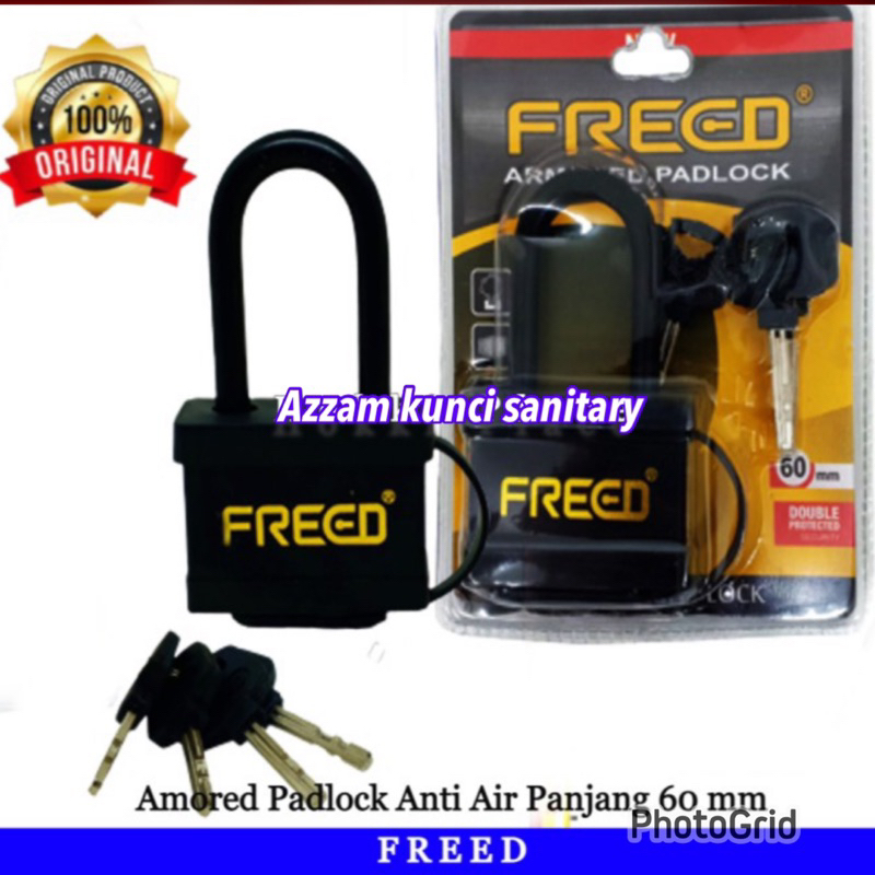 GEMBOK ARMORED PADLPCK FREED 60 MM PANJANG HITAM GEMBOK 60 MM ANTI AIR GEMBOK ARMORET HITAM 60 MM LEHER PANJANG gembok armored freed 60 mm hitam leher panjang gembok out door gembok gerbang besi