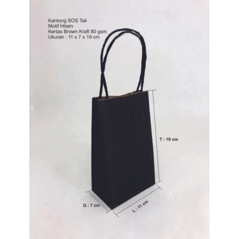 

10pcs PAPERBAG XS KRAFT HITAM TALI 11x7x19cm