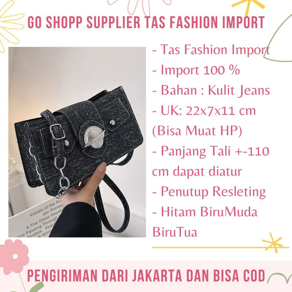 Tas Selempang Bahu Kasual Jeans Wanita Import Fashion Korea Terbaru - Shoulder Bag Pesta Kekinian SL92