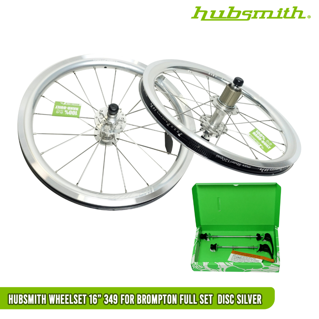 HUBSMITH WHEELSET 16" 349 BROMPTON FULL SET DISC SILVER