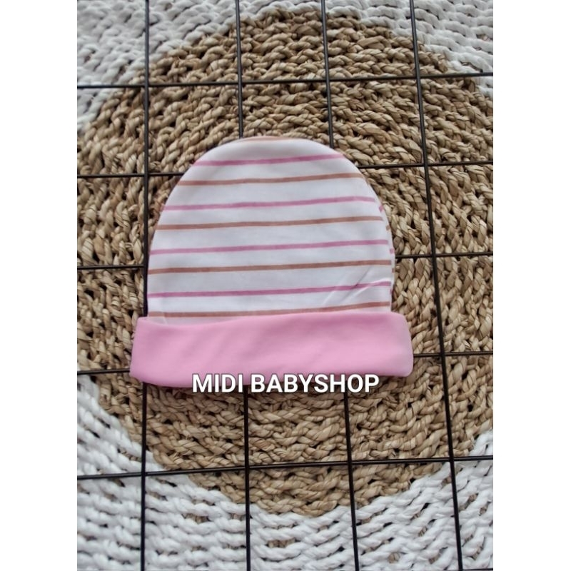 Serian Pink - 3 Pcs Topi Kupluk Bayi Baru Lahir Topi Bayi 0 - 3 Bulan Pink Series Pip Mim Babywear