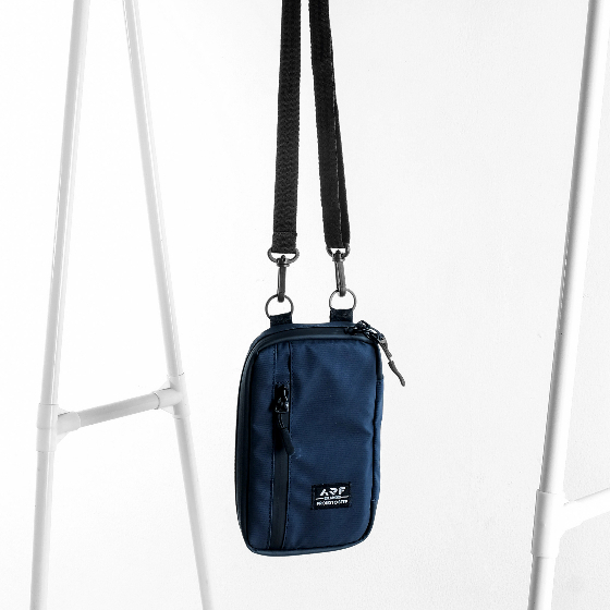 Matteo Navy UC feat ARF Tas Kalung Gantung Leher Selempang Pria Wanita Handphone Hanging Wallet Original