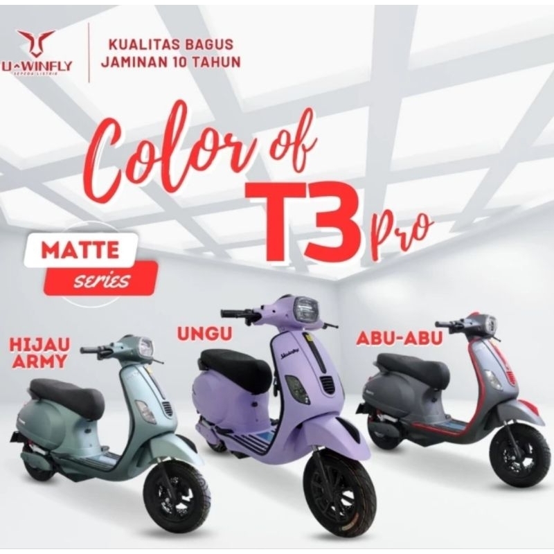 Sepeda Motor Listrik Uwinfly T3SPro T 3 S Pro Scoopy Vespa Baterai Aki