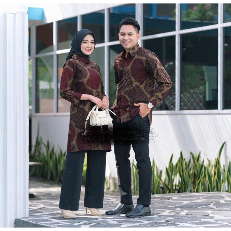BATIK COUPLE PRIA DAN WANITA MODERN BATIK CASSUAL  ATASAN BATIK LACE MEWAH