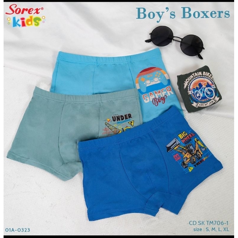 Celana dalam boxer anak cowok Sorex kids Boy TM 706 (3pcs)