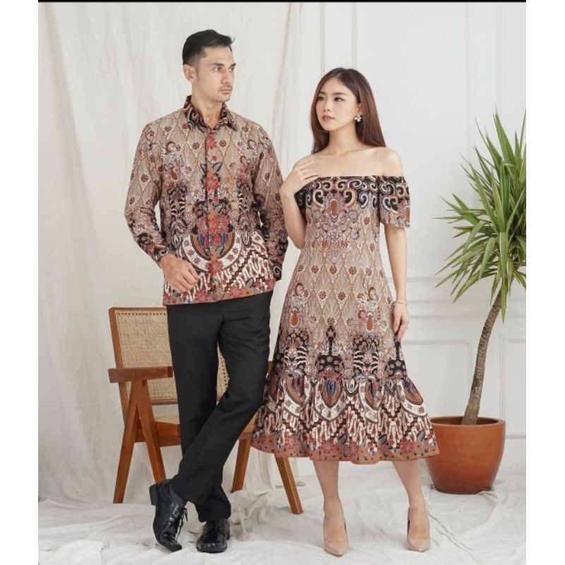 COUPLE KEMEJA DAN DRES BATIK PREMIUM || MOTIF NIRMA