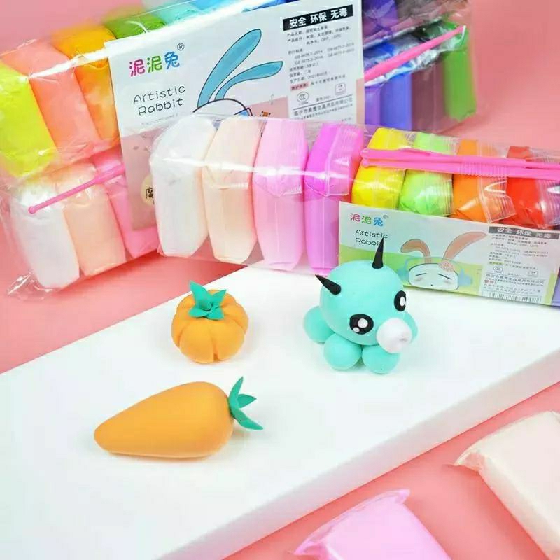 Mainan Anak Polymer Clay/ Mainan Anak Light Clay Warna Warni /Mainan Membentuk Benda Iilin Clay Warn