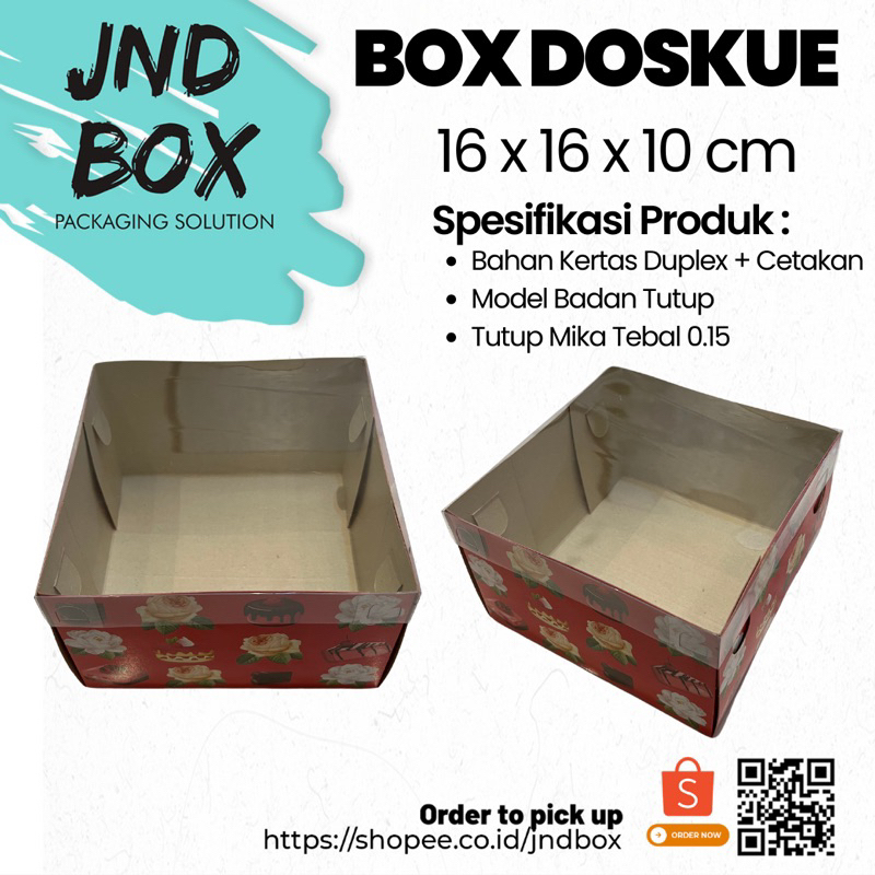 Box Doskue Bunga 16 x 16 x 10 cm Tutup Mika (Min Order 2 Pcs)