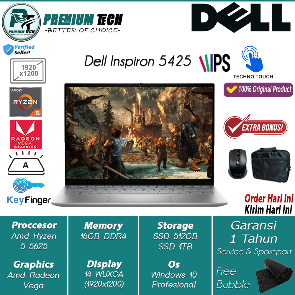 PROMO Laptop Dell Inspiron 14 5425 Amd Ryzen 5 5625U 16GB DDR4 1TB SSD WUXGA IPS Touchscreen Windows 10 Profesional