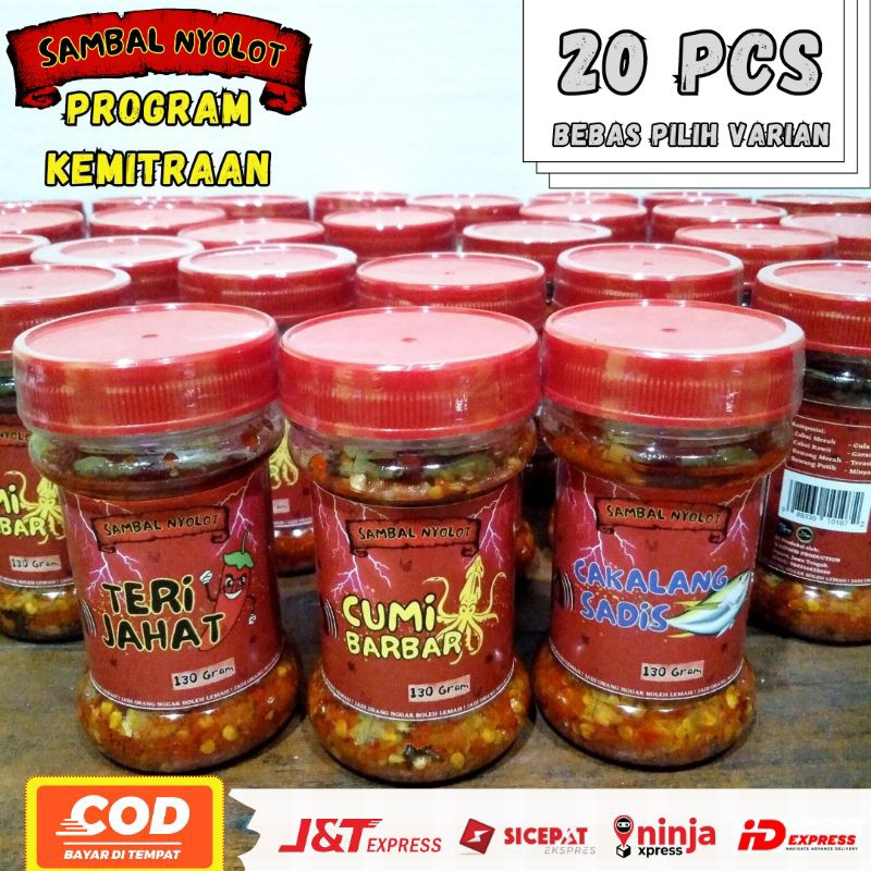 

PROGRAM KEMITRAAN 20 PCS SAMBAL NYOLOT ALL VARIAN SAMBAL CUMI / SAMBAL TERI / SAMBAL CAKALANG