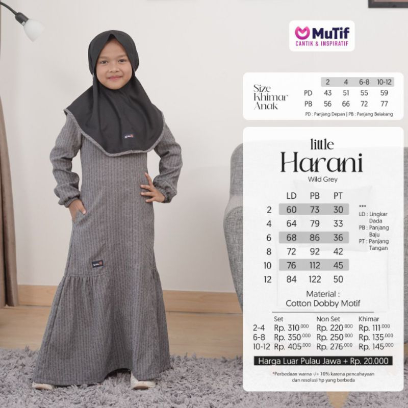 Gamis Anak Harani Wild Purple dan Harani Wild Grey Non Set