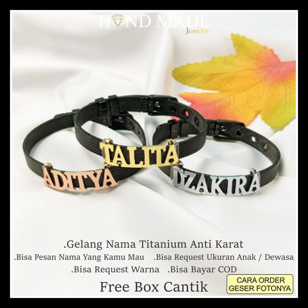 gelang nama titanium anti karat remaja dewasa gelang jam  titanium gelang gesper titanium aksesoris fashion