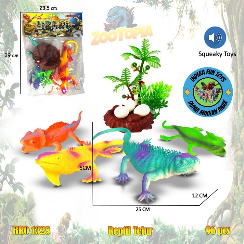 Hewan Reptil Kadal Iguana Karet Binatang Mainan Anak Bayi Edukatif Hobi Koleksi
