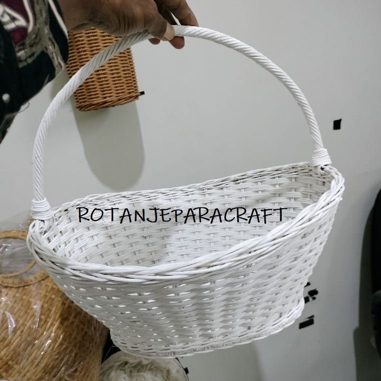 keranjang oval tangkai/keranjang rotan/parcel rotan