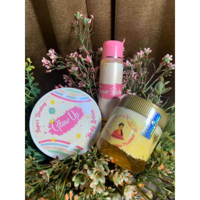 paket lengkap HB Ratu Thailand 300ml+Hb glow up300 ml + toner badan