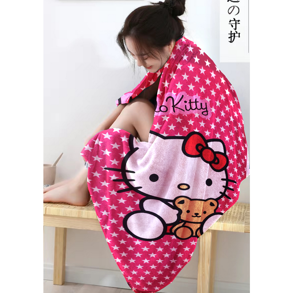 Handuk Mandi 100% Microfiber Motif karakter Ukuran 70x140 Import