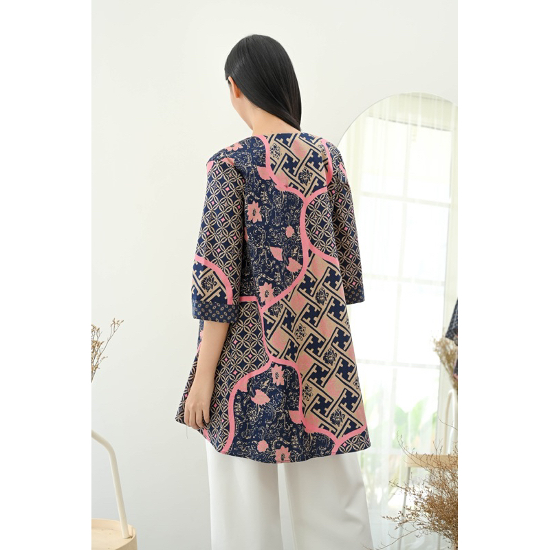 Cardigan panjang batik wanita modern lengan panjang / long cardi batik / long outer kantor 281 164