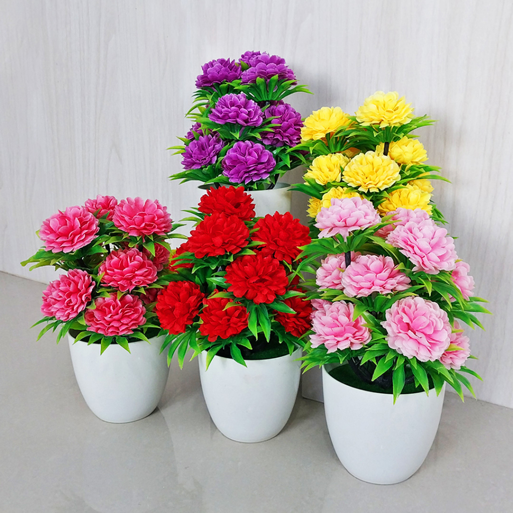 Satu7an PBP17 - PBP20 Tanaman Hias Plastik Pot Bunga Mini Artificial Flowers &amp; Plants