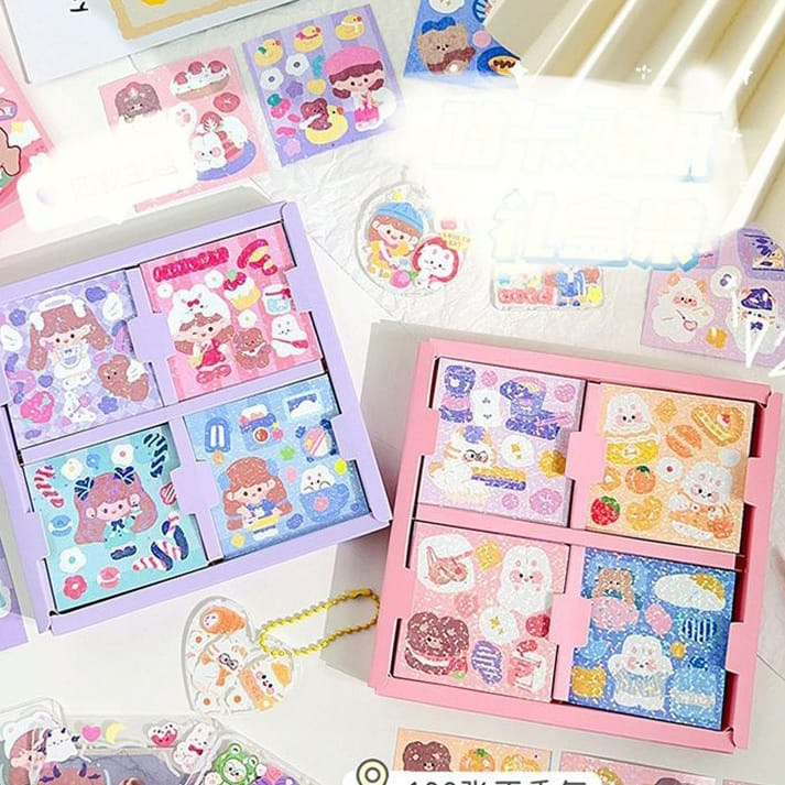 Stiker 2D Tempel Lucu 1 Pak Isi 25 Lembar Planner Scrapbook Cute Aesthetic Sticker Dekorasi Design DIY Anti Air