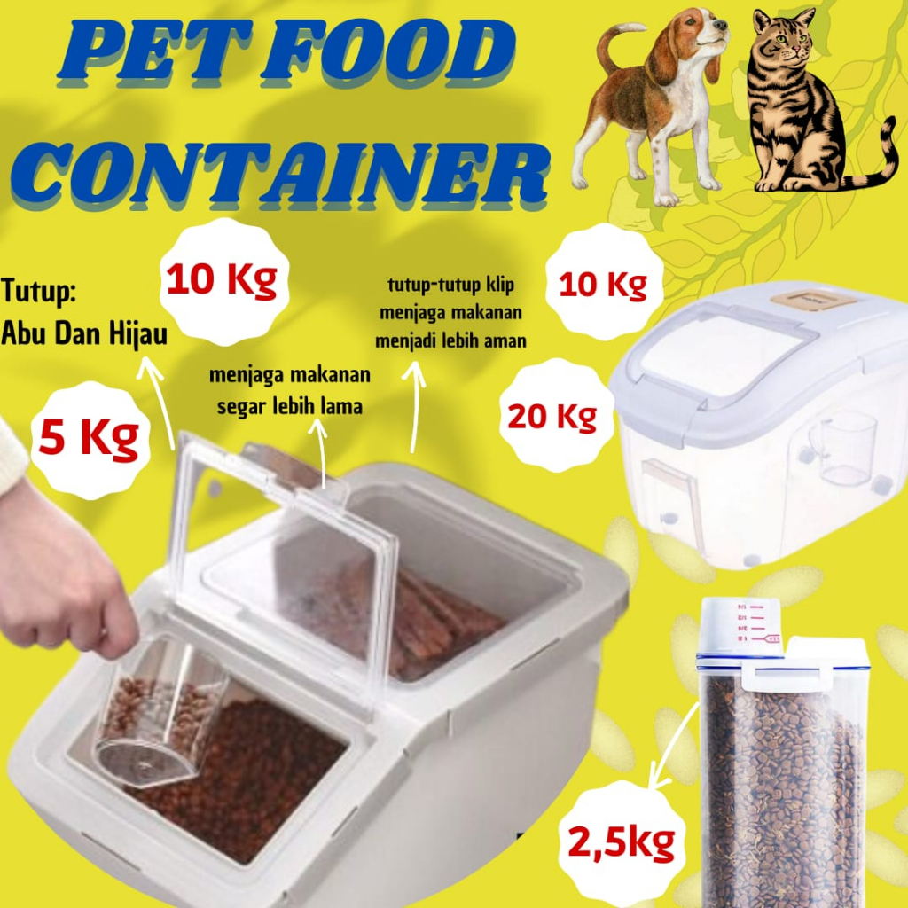 Kontainer Tempat Makan Hewan 5KG/10KG pet Food Container pet dispenser tempat simpan makanan anjing kucing