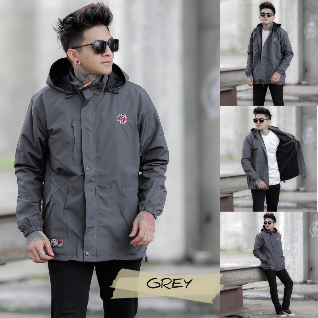 JAKET PARKA SIMPLE ABU TUA 01 - JAKET PARKA OUTDOOR - JAKET GUNUNG SIMPLE - JAKET PARKA PARASUT - JA