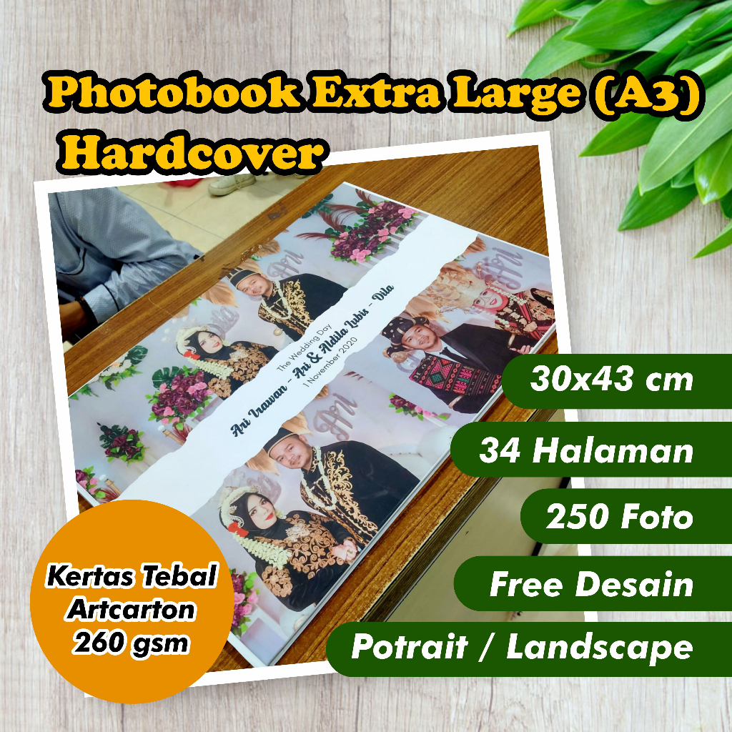 Photobook XL / A3 (34 hal) - 250 FOTO - 30 x 43 cm - Hardcover - Cetak Album Magazine Foto Book Kola