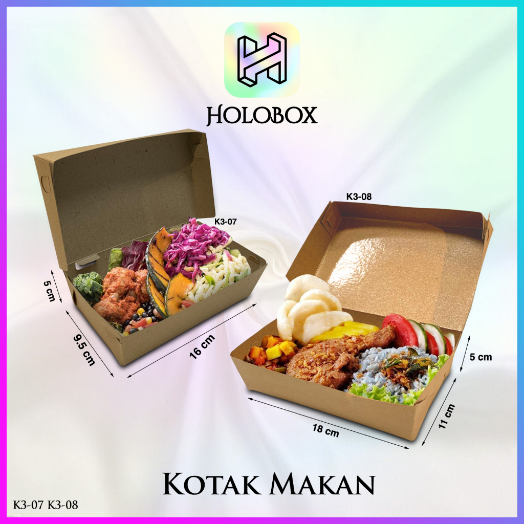 

Paper Lunch Box Kraft Laminasi Kotak Makan Kertas Coklat Size M & L