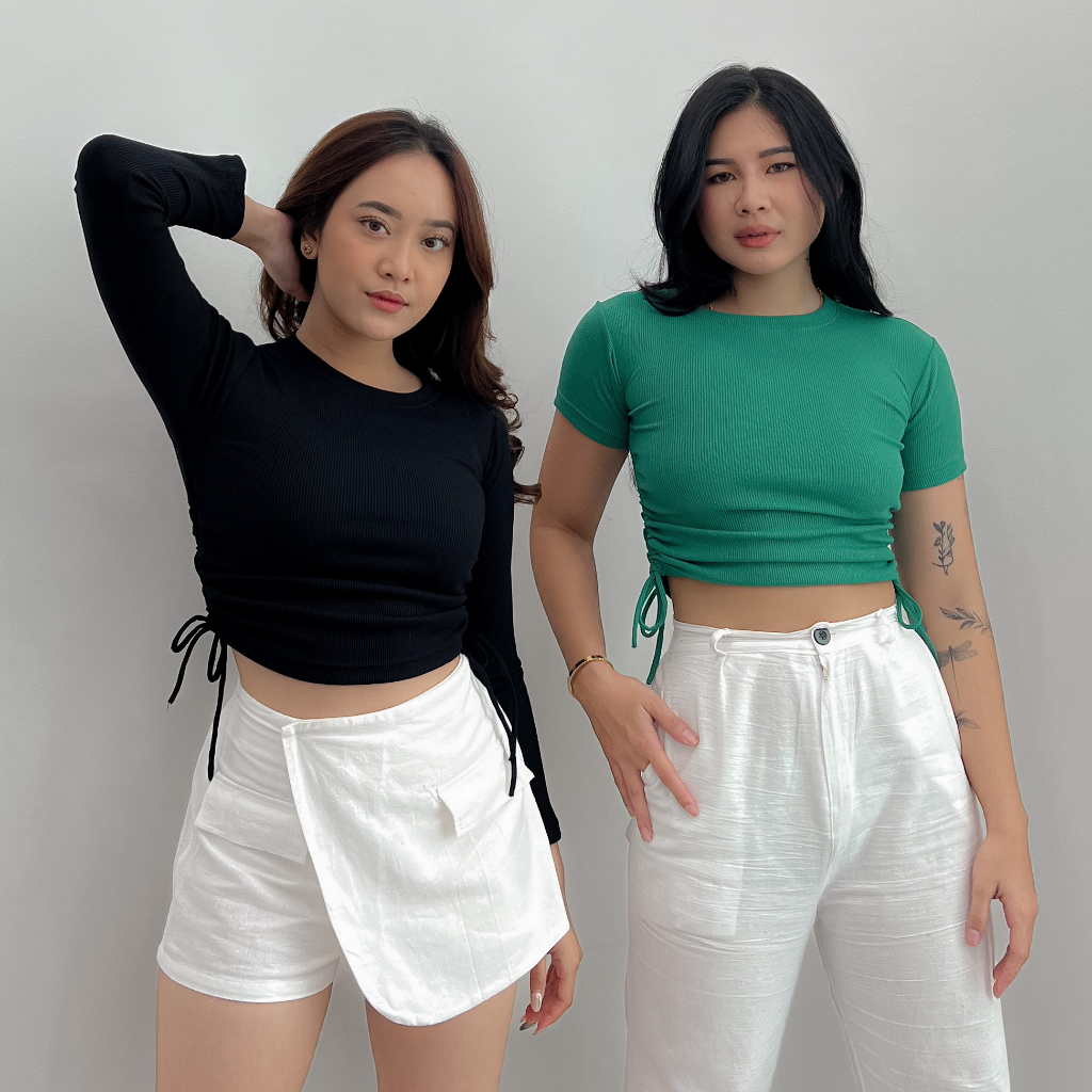 ALENA TOP / Lengan Panjang / Lengan Pendek / Top Rib