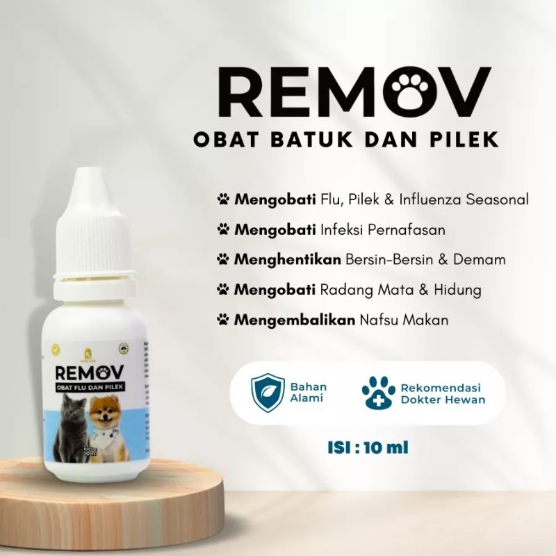 REMOV meringankan gejala Flu Dan Pilek pada Kucing Dan Anjing 10ml