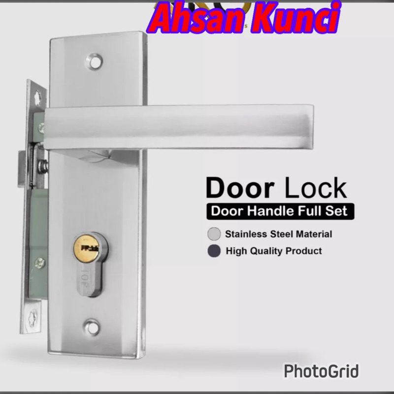 Kunci Handle Pintu Kecil Kotak Stainless PROMO MURAH KUNCI HANDLE PINTU KOMPLIT KUNCI PINTU KRCIL SET KOTAK STAINLESS 304/ super promo kunci handle pintu rumah murah handle pintu komplit tinggal pasang Kunci pintu komplit murmer,promo kunci kecil komplit
