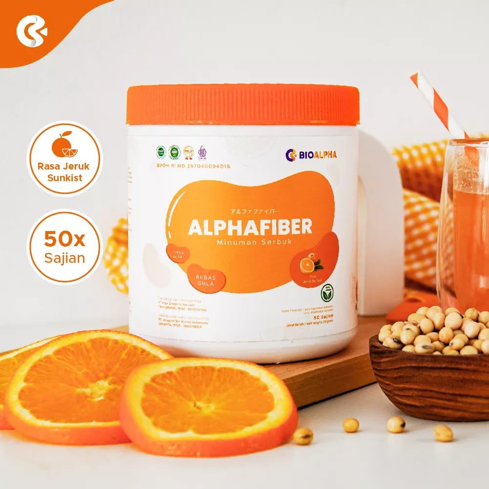 

ALPHAFIBER BY BIOALPHA BPOM HALAL ALPHA FIBER ALPAFIBER JERUK SUNKIST BOX RASA JERUK HALAL