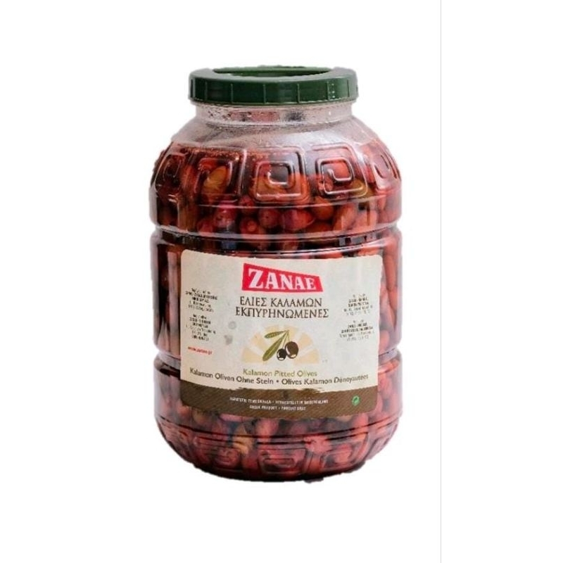 

Zanae Kalamata - Kalamon olive pitted/whole tin - zaitun 3kg
