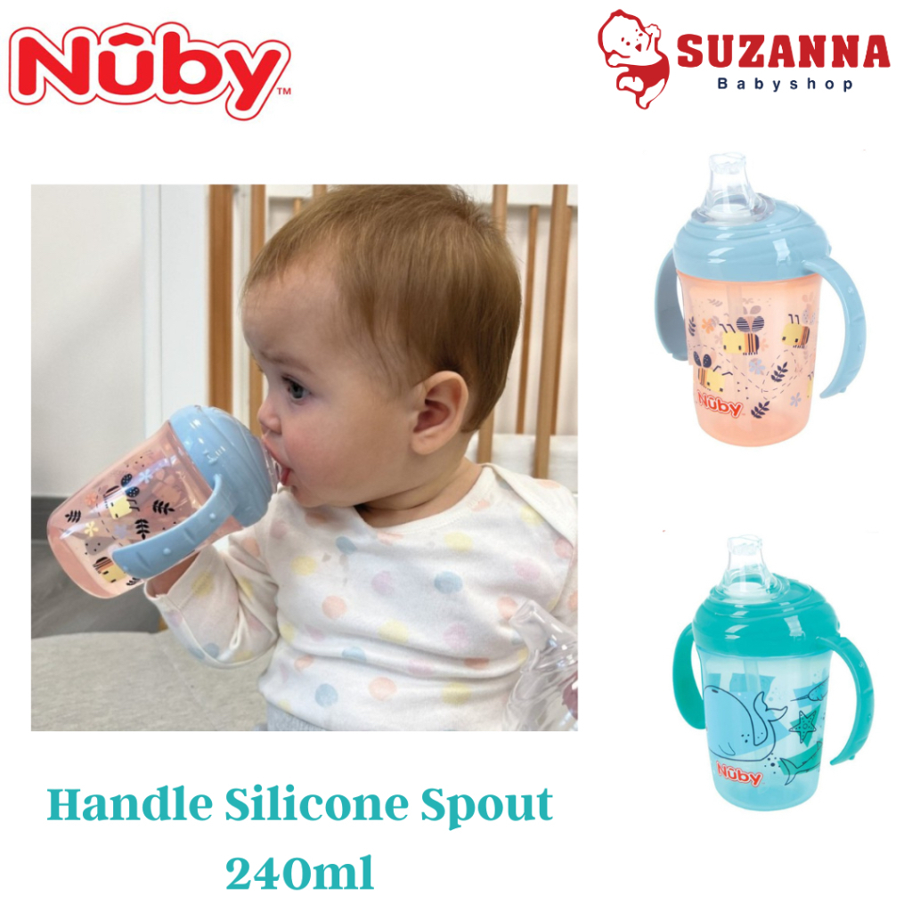 Nuby Handle Silicone Spout || Gelas Minum Baby 240 ml