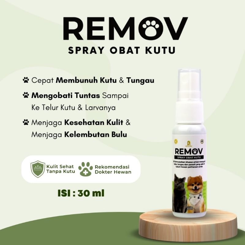 REMOV SPRAY KUTU MENGHILANGKAN KUTU PADA KUCING DAN ANJING 30ML