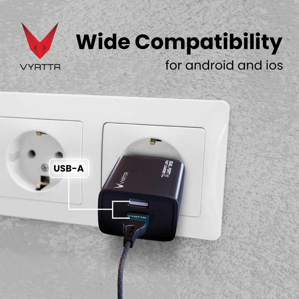 VYATTA CHARGER 2.4A FAST CHARGING DUAL PORT WIDE COMPABILITY ANDROID