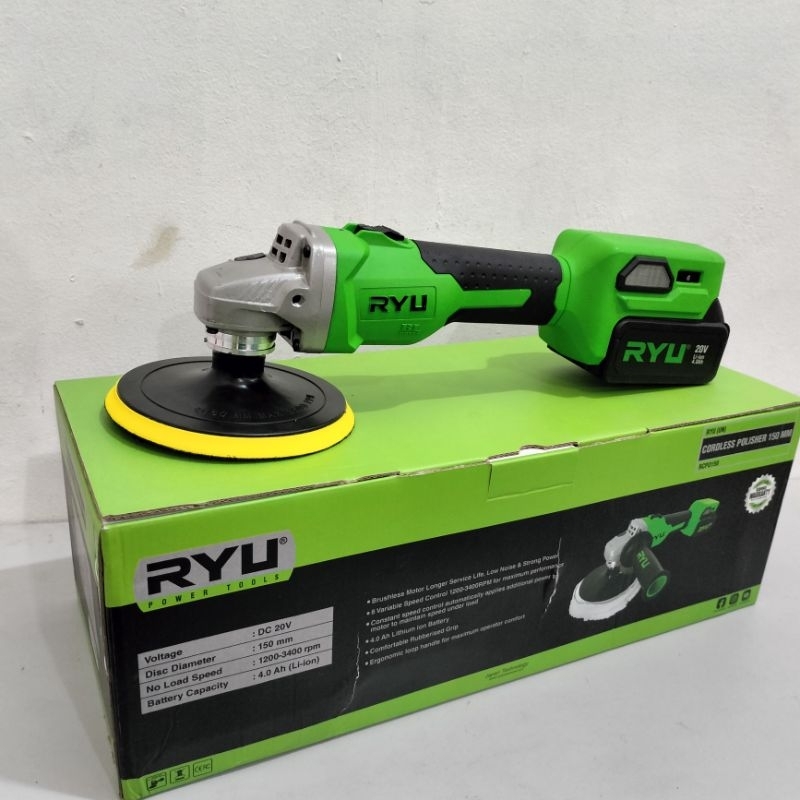 MESIN CORDLESS POLES "RYU" 150MM(6") 20V(4.0Ah) || MESIN POLES 6" BATTERY 20VOLT