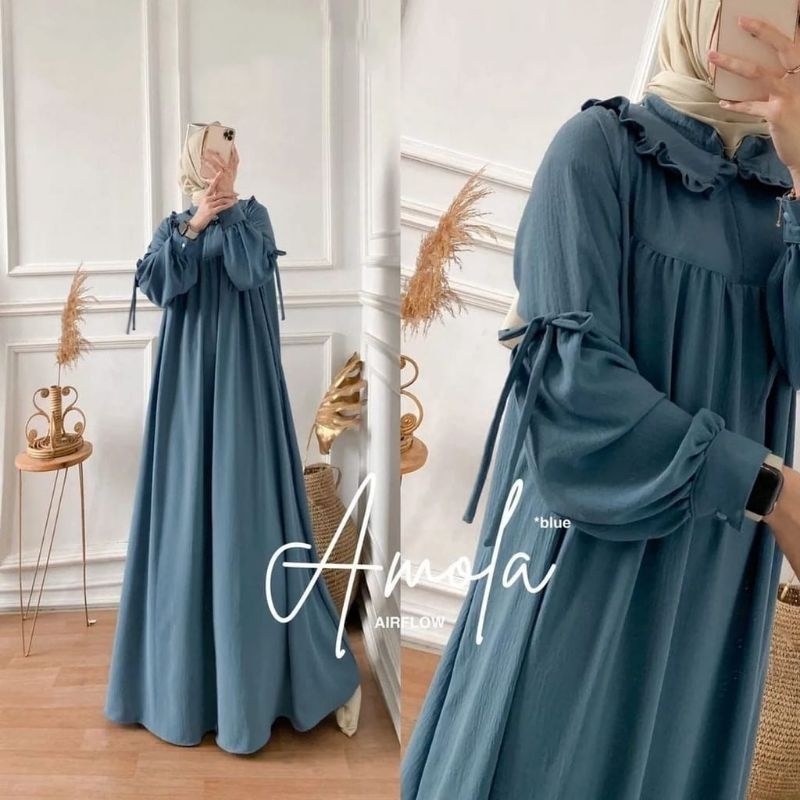 Gamis cringkel Amola bhn cringkel airflow ld110