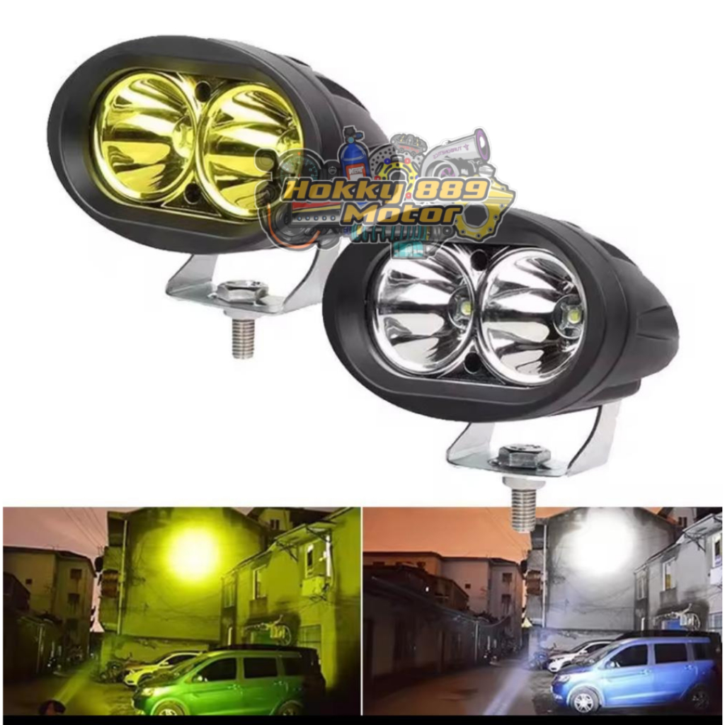 Lampu tembak LED OWL sorot 20 watt 3 Bahan Besi mode worklight cree 2 mata Putih-kuning